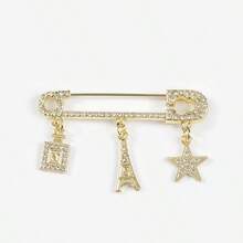 1 chiếc ghim cài áo lớn hình tháp sao bằng sắt, phụ kiện trang trí cổ áo chống chói, đính đá lấp lánh. - Nhiều màu - Xem 6