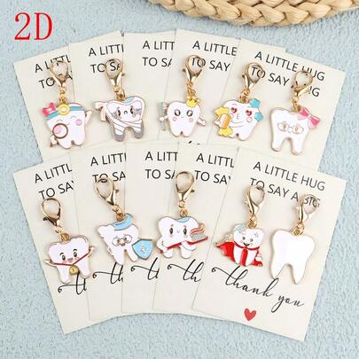 10pcs Mini Delicate Tooth Shaped Keychains, Suitable For Events And Parties, Easy To Carry And Store; Can Be DIY, Decorated And Given As Gifts - Ideal Charming Gifts For Party Decorations, Holidays, Parties, Birthdays, Weddings
