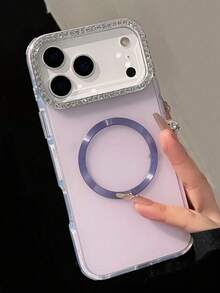 奢华水钻磁吸手机壳，兼容 17 Pro Max、17、16、15、14、13 Pro Max、16、15、14 Plus，支持无线充电，保护手机后盖 - 淡紫色 - 查看 2