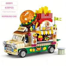 Bộ đồ chơi lắp ráp mô phỏng xe bán kem/xe bán hamburger/xe bán đồ tráng miệng/xe bán nước ép trái cây/xe bán bánh ngọt mini, hơn 600 mảnh. Bộ này bao gồm xe bán kem, xe bán hamburger, xe bán đồ tráng miệng và xe bán trái cây, cũng như xe bán đồ ăn, mang lại nhiều niềm vui hơn. - Nhiều màu - Xem 12