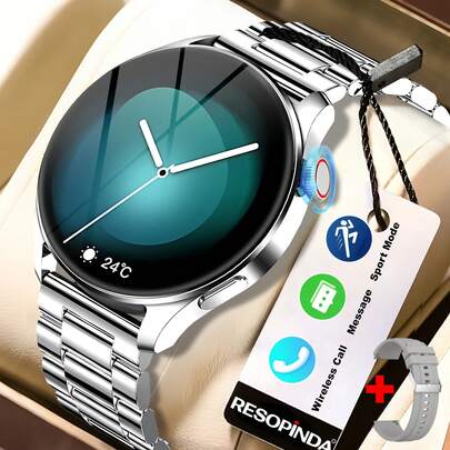 Unisex Smart Watch, Wireless Call, Remote Camera, Music Control, Pedometer Alarm, 100+ Sports Modes, Business Steel Band + Silicone Strap, Daily Fashion Gift Suitable For Men And Women