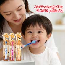 1pc Children's Manual Toothbrush, Soft Bristle Travel Toothbrush, Whitening & Gum Care, Cartoon Design, - Multicolor - View 2