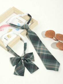 2PCS Women's Fashion Plaid Stripe JK School Style Tie Bow Tie Set Suitable For Dating School Daily Matching,Festival,Travel - Multicolor - View 11