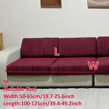 1pc Solid Color Elastic Jacquard Sofa Seat Cushion Cover, Removable And Machine Washable, Suitable For Living Room Polyester Sofa Seat Cushion And Backrest Cover - Burgundy - View 12