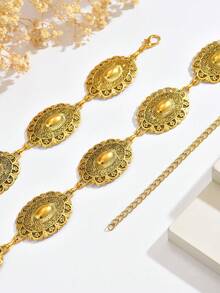 1 pieza Cadena de cintura de metal tallado vintage y de moda, cinturón de cintura versátil bohemio, cadena de falda, cadena de pantalones, adecuado para uso diario y fiestas de mujeres - Dorado - Ver 6