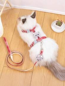 LANGXINGCS 1 Set Correa para gato con diseño de conejo de dibujos animados, correa para mascotas ligera y cómoda anti-escape, adecuada para uso en exteriores de gatos y perros pequeños - Multicolor - Ver 7