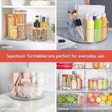 Spectrum Lazy Susan - Organizador Hexagonal Extragrande de 12.2 Pulgadas para gabinete refrigerador despensa Mesa y Estante organización de despensa giratoria y giratoria Almacenamiento de - Gris ostra y transparente - Ver 7
