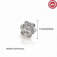 5 buah/kantong manik-manik lotus perak sterling 925, cocok untuk ujung rantai pembuatan gelang, aksesori perhiasan berkualitas untuk DIY. - Perak - View 8