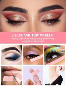 1/5/6片圆形眼影贴纸套装，包含眼影和眼线工具、眼部定妆凝胶、护眼贴纸、专业假睫毛贴纸（布质和透气布质）、睫毛提升贴纸，附赠睫毛贴纸切割器 - 粉色 - 查看 3