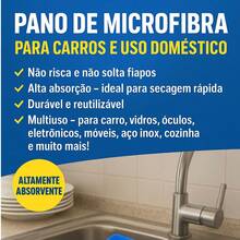 Kit 3 To 15 Microfiber Cleaning Cloths High Absorption Multipurpose Large 30x40cm Cleans Car Glass Dish Sink Kitchen Windows - 什錦 - 查看 4