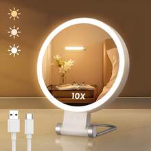 M MISS DREAM Kính lúp có đèn nền 1X/20X, gương trang điểm hai mặt có tay cầm gập điều chỉnh được kèm nhíp, gương trang điểm di động tiện dụng khi đi du lịch và sử dụng tại nhà. - trắng - Xem 15