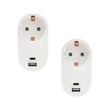 3-In-1 Travel Plug Adapter With USB Ports, 16A 3680W AC Outlet Extender, Compact Wall Charger For Phone & Laptop, Space Saving - EU F Type Plug(220-240V) - View 6