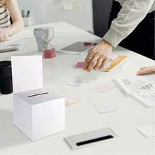 4pcs Raffle Box, Voting Box, Suggestion Box With Slot, Cardboard Raffle Box, With Removable Title Board, Suitable For Collecting Business Cards, Voting And Contests - White - View 4