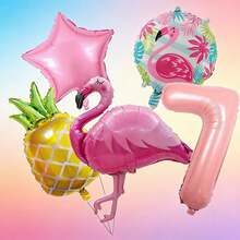 A Set Of 5 Aluminium Foil Balloons Featuring Flamingos, Pineapples, Stars And Circles, Plus Pink Numbers 0–9, Ideal For Birthday Parties, Weddings, Gender Reveal Parties, Anniversaries, Themed Parties, Housewarming Parties, - View 13