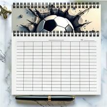 A5 Versatile Grid Notebook With Creative Football Themed Cover, 100 Pages/50 Sheets, Suitable For Work, Study, School Attendance, Company Finance Accounting, Inventory Management, Business Meeting Records And More, Helping Efficient Work And Study - Vertical Version - View 5