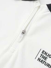 Balabala Bộ đồ 2 món cho bé trai tuổi teen, nhanh khô, thoáng mát, thời trang mùa hè 2026 - tông màu trắng đen - Xem 6