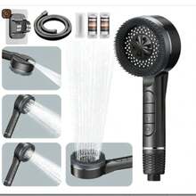 Shower Riser Kit, Adjustable Slide Bar + Handheld Shower Head, 170CM Hose, Soap Dish & Holder - Grey - View 2