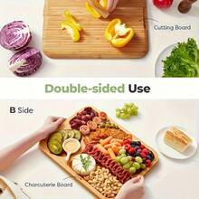 2pcs Party Plate Set(Plate +Cover) - Bamboo Cheese Tray With Clear Acrylic Lid | Portable Charcuterie Board For Camping, Parties, Restaurants | Holiday Appetizer & Snack Serving Tray, Can Be Used As Cutting Board, Party Snack Serving Plate, With Secure Lid, Includes Dinner - Multicolor - View 3