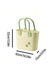 Plastic Storage Basket With Handle, Non-Tipping Rubber Beach Bag, Waterproof Multipurpose Tote With Pockets And Perforations, Suitable For Bathroom Storage, Bedroom, Shower, Dorm, Camping, RV, Travel, Pool And Beach, Lightweight And Durable, Suitable For All Ages, Great Gift For Valentine's Day, Mother's Day, Birthday, Graduation - Multicolor - View 10