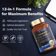 Magnesium Complex 700mg 12 In 1 Magnesium Supplement With Glycinate Citrate Malate Oxide Taurate Aspartate Orotate Magnesium Relaxation,Muscle,Heart Support, Vegan 120 Capsules - 120 cái (Gói 1) - Xem 7