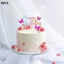 1 قطعة/3 قطع/6 قطع من الفراشات الذهبية المكتوب عليها "عيد ميلاد سعيد" من الأكريليك كتاج للكيك، مناسبة لديكور كعكة حفلة عيد الميلاد - متعدد الألوان - مشاهدة 13