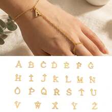 1 chiếc vòng tay/nhẫn đeo ngón tay kiểu Âu và Mỹ bằng thép không gỉ mạ vàng 18K, hình chữ cái A-Z, có tua rua, phụ kiện thời trang thanh lịch, tối giản, đa năng, phong cách sang trọng, hợp thời trang . - Vàng - Xem 6