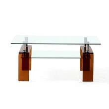 Clear Tempered Glass Coffee Table Living Room Tea Table With Brown Glass Leg - 白色 - 查看 11