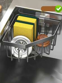 厨房水槽收纳架，多功能悬挂式储物篮，海绵钢丝绒沥水架 - 均碼 - 查看 7