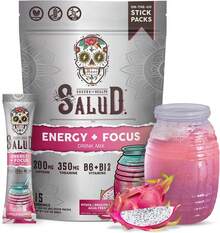 Salud 2-In-1 Energy Drink Powder + Focus, Pineapple Mango, Organic Caffeine, B6 + B12, Theanine, Clean Energy Drink Packets, Agua Fresca Mix, Non-GMO, Gluten Free, Vegan, 1g Of Sugar, (15 Servings) - 火龍果 - 查看 7