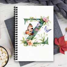 Initial Floral Spiral Notebook, 100 Spiral Bound Pages, Suitable For Study, Work And Note-Taking, Quality Paper Material, Sketchbook, High-Quality Paper, Gift Shoppers, Study Planner, Themed Diary, Notebook. Suitable For All 4 Seasons - A5 - View 3