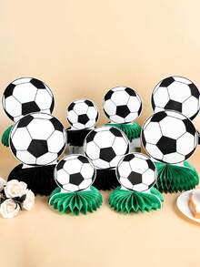 Football Theme Party Decorations, Football Honeycomb Centerpiece, Sports Theme Desktop Decor, Football Desktop Honeycomb Decor, Suitable For Boy's Birthday, Baby Shower Party Supplies, 2026 World Cup International Football Party Decorations - Multicolor - View 4