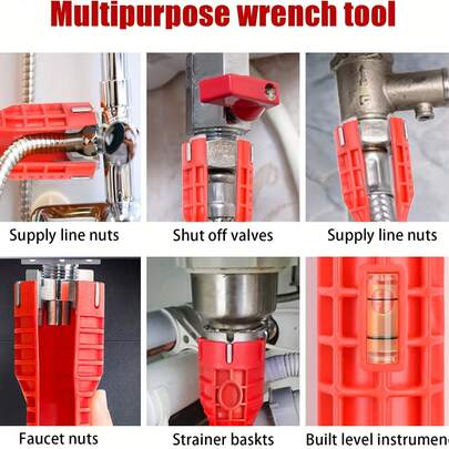 8-In-1 Multi-Function Sink Wrench, Double Head Angle Valve Socket Wrench, PP Construction With Non-Slip Grip, Universal Plumbing Tool For Faucet & Valve Installation & Repair
