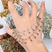 Corrente de 1 metro com strass de vidro brilhante multicolorido em formato de garra, pingente de contas, corrente de cobre com borla, ideal para confecção de colares, pulseiras e decoração de roupas. - corrente de cobre faça você mesmo - Ver 10