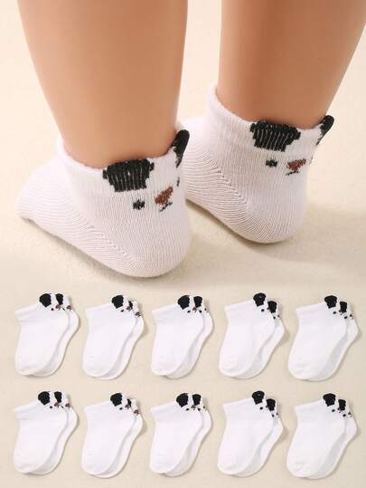 5/10 par mjuka, andningsbara babyfotsockor med söt valpjacquard och förlängd stay-on-klack, unisex småbarnsstrumpor för förstagångsbarn med antifriktionsdesign, bekväma, stretchiga, icke-bindande vardagsstrumpor, 0-36 månader för alla årstider, dagligt bruk och skolstart, babystrumpor, småbarnsstrumpor, valpsockor, fotledsstrumpor, stay-on-strumpor, skolstartsmaterial barns vår- och sommargarderob