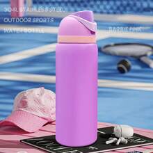 OwaIa Insulated Stainless Steel Water Bottle With Straw For Sports And Travel,Sports Water Bottle, 32oz/945ml Outdoor Sports Water Bottle, Double- Suitable For Summer Drinking, Comes With A Carrying Rope, Convenient For Carrying Out, Very Suitable For Outdoor Sports, Cycling, Travel, Hiking And The Gym Use.Princess Pink - Babi粉 - 查看 6