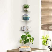 Ejoyous Home - Estantería de Pared 3 estantes flotantes de Esquina para Colgar en para Cocina Oficina Sala de Estar - como en la imagen - Ver 6