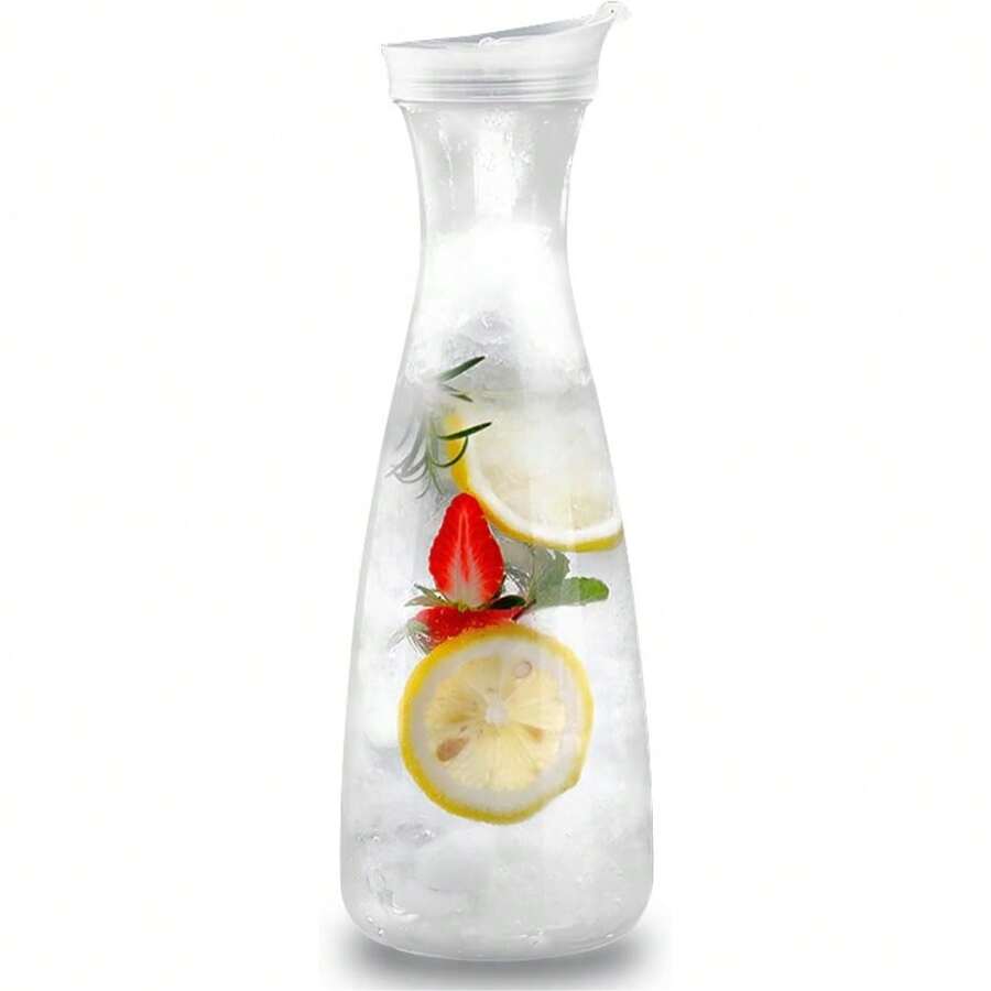 Este jarra de agua de acrílico de alta calidad cuenta con un diseño de tapa abatible y está hecha de material transparente resistente a los golpes. Es resistente al calor y a prueba de fugas, lo que la convierte en ideal para almacenar té helado, limonada, jugos de frutas, café, leche y otras bebidas frías. Es adecuada para su uso en cocinas domésticas, restaurantes, bares y cafeterías. - Multicolor - Ver 1