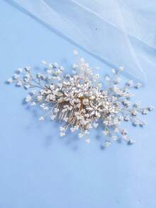 1pc Luxury Women's Rhinestone Side Hair Comb, Bridal Wedding Headpiece, Performance Party Hair Accessory, Haircomb,Festival,Birthday - Gold - View 1