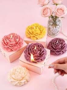 Handmade Floral Scented Candle Gift, Floral Shaped Soy Wax Candle Decor, Creates Ambiance, Suitable For Valentine's Day, Couples, Women, Girls, Weddings, Halloween, Christmas, Graduation, Birthday, Mother's Day, Home Decor - Multicolor - View 5