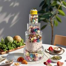 1 giá đỡ bánh bằng acrylic trong suốt, giá trưng bày hình trụ xếp chồng lên nhau, thích hợp cho đám cưới, tiệc sinh nhật, trưng bày món tráng miệng, giá đỡ bánh nhiều tầng và bánh cupcake có thể tái sử dụng. - Trong sáng - Xem 10