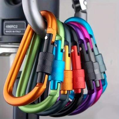 1/5 chiếc khóa chữ D nhiều màu, móc khóa carabiner nhiều màu sắc, móc treo ngoài trời, nút bấm dày chất lượng cao 3,15 inch, móc treo tháo nhanh, khóa ba lô hợp kim nhôm, móc chìa khóa, phụ kiện ngoài trời, móc treo chìa khóa du lịch ngoài trời, phụ kiện thiết bị leo núi, móc khóa cắm trại đi bộ đường dài, móc khóa thám hiểm, phụ kiện cắm trại, đồ dùng cần thiết khi đi du lịch, hộp đựng đồ tiện dụng