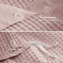 Bedsure Mother's Day Duvet Cover - 100% Cotton Waffle Weave Duvet Cover Set, Soft And Breathable, For Spring Decor, Room Decor, Home Decor, Mothers Day Gift - 藕粉色 - 查看 6