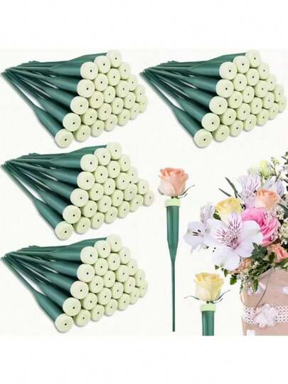 25件花束装饰套装 - 可用于延长兰花养护寿命的花卉，包括鲜花包装材料、鲜花保水管、兰花营养管和鲜花储水管。