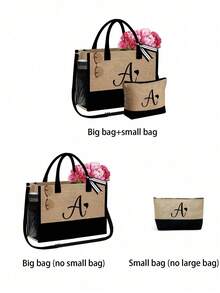 这款女士沙滩手提包套装包含两件套，配有肩带和可定制的A-Z字母缩写，容量超大。肩带可拆卸，方便您根据个人喜好选择。套装还包含一个配套的化妆包和一个小型拉链袋，非常适合用作洗漱包、零钱包或铅笔盒。 - 彩色 - 查看 10