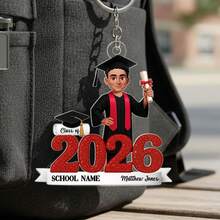 Llavero de acrílico personalizado, regalo conmemorativo de graduación personalizado 2026, regalo de graduación de escuela secundaria/universidad, nombre personalizado, estilo de graduación y regalo escolar, llavero de acrílico de graduado de dibujos animados, regalo para ella - Llavero conmemorativo de la graduación X - Ver 4