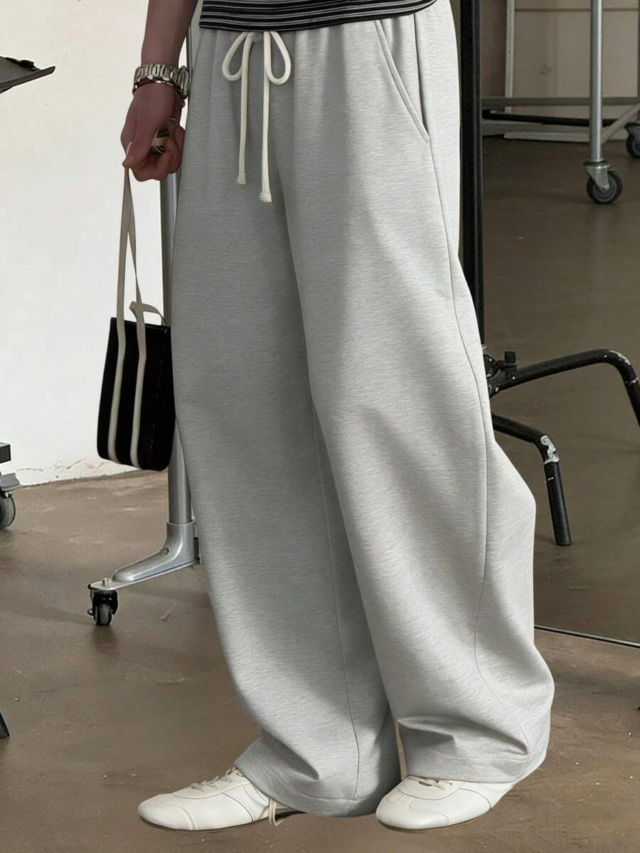 Men's Outdoor Casual Pants - Suitable For All Seasons - Featuring A Loose Straight-Leg Silhouette, Paired With A Basic Drawstring Waistband And Practical Pockets. An Ideal Choice For Fitness, Outdoor Hiking, And Back-To-School - Also Makes A Great Christmas Gift. Spring