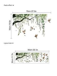 1pc Black Minimalist Tree Branch And Bird Wall Sticker - Modern PVC Decal, Suitable For Bedroom, Living Room Or Entryway Decor - Adds Elegant Natural Inspiration To Any Space, Room - Type B - View 3