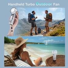 Quạt cầm tay turbo di động, chạy bằng pin, thời gian hoạt động lên đến 12 giờ, quạt cầm tay 3 trong 1 với công nghệ làm mát turbo, lý tưởng cho các hoạt động ngoài trời, du lịch, bãi biển. - Trắng - Chuyên nghiệp - Xem 7