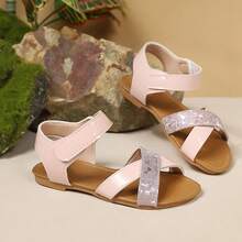 1双粉色拼接防滑耐磨时尚儿童平底凉鞋 - 粉色 - 查看 6