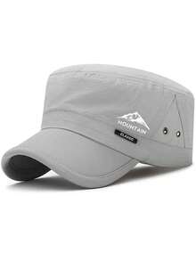 1顶男女通用纯色山峰字母印花棒球帽，涤纶平顶帽，透气休闲日常佩戴，适合作为圣诞节、母亲节、父亲节、教师节、生日礼物送给家人、朋友、男朋友/女朋友。 - 彩色 - 查看 4